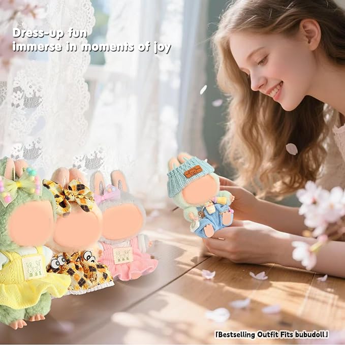 2025NEW Trendy Blue Clothes for bubudoll, Designed for bubuclothes, Multiple Stylish Outfit Sets for5.9-6.7in.Doll, Can be Used to Change Clothes for Your15&17cm Dolls(Blue Overalls 3pc Set)