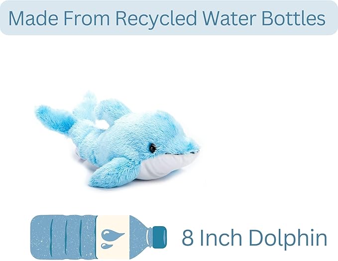 The Petting Zoo Blue Dolphin Stuffed Animal Plushie, Gifts for Kids, Scoopz Sealife Animals, Dolphin Plush Toy, 10 inches