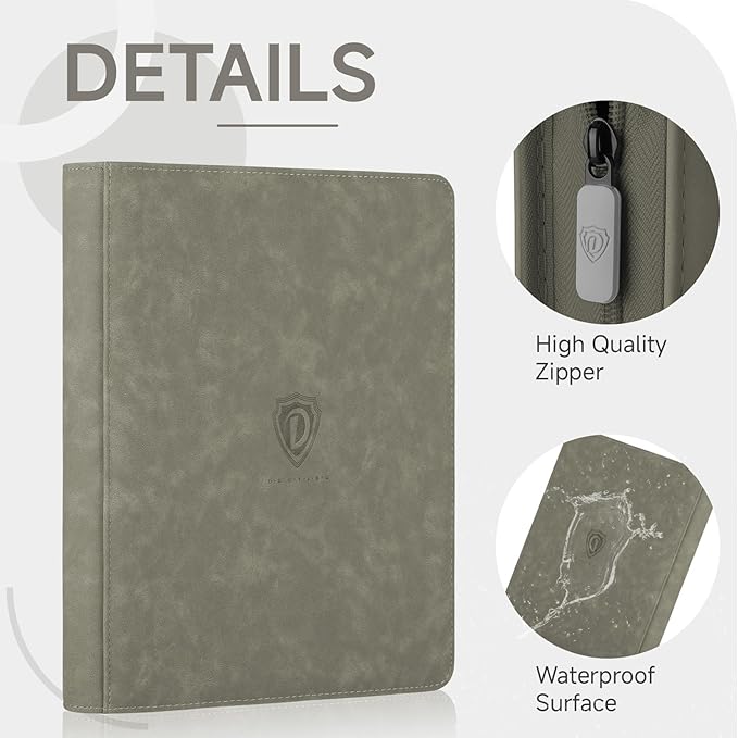 Card Binder with 1024 Cards,16 Pocket Trading Card Binder Includes 32 Page Storage Sleeves,Collection Card Album,Card Holder to Organize and Protect Cards,Grey