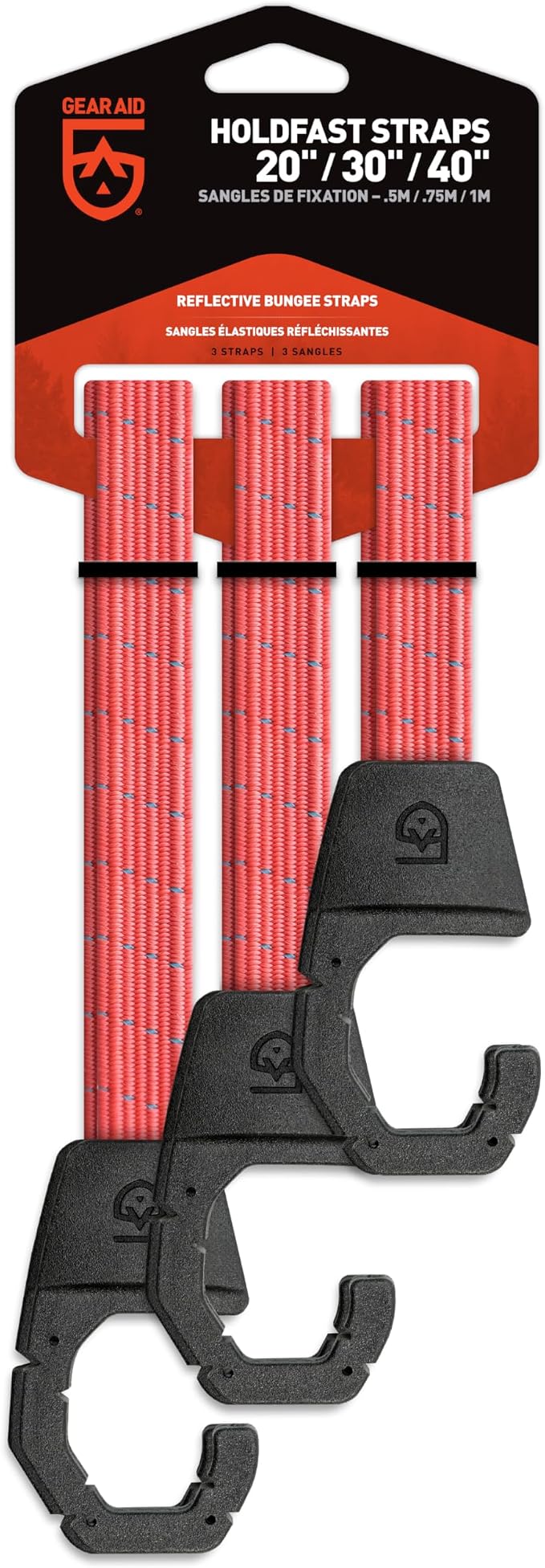 Gear AID Holdfast Bungee Strap, Organize Your Garage and Gear for Biking, Camping, Hunting, Exercise, Paddling and More, Orange Reflective