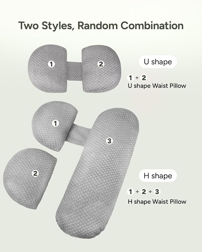Pregnancy Wedge Pillow for Sleeping, Adjustable Maternity Pillow for Side Sleepers, Supports Back, Belly & Hip, Ideal for Pregnant Women, Rayon Made from Bamboo Removable Cover, Grey (Long)