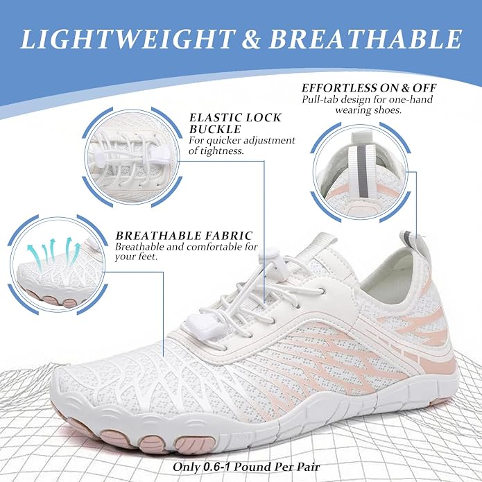 Barefoot Shoes for Women & Men, Grounded Walking Hiking Barefoot Shoes, Wide Toe Box Non-Slip Water Athletic Footwear, Comfortable Vitality Barefoot Footwear, Trail Running Sneakers Unisex