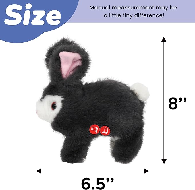 Hopearl Hopping Rabbit Repeat What You Said Interactive Electronic Pet Plush Bunny Toy Animated Singing Speaking Glowing Wiggle Ears Gift for Toddlers Birthday, Gray, 7''