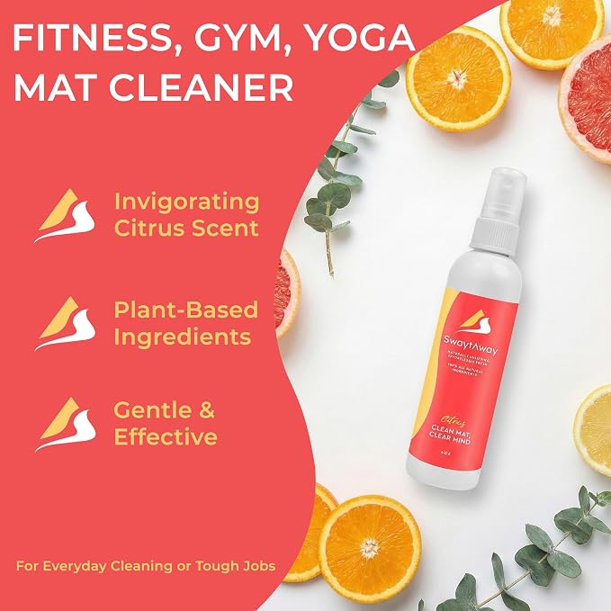 Mint Bucket Brands SwaytAway Fitness Mat Mist 2-Pack – 4oz Travel Size Yoga Mat Spray with Towel (Lavender, Citrus) – Aromatherapy-Inspired Blends – Plant-Based, No Rinse, Refreshes & Deodorizes
