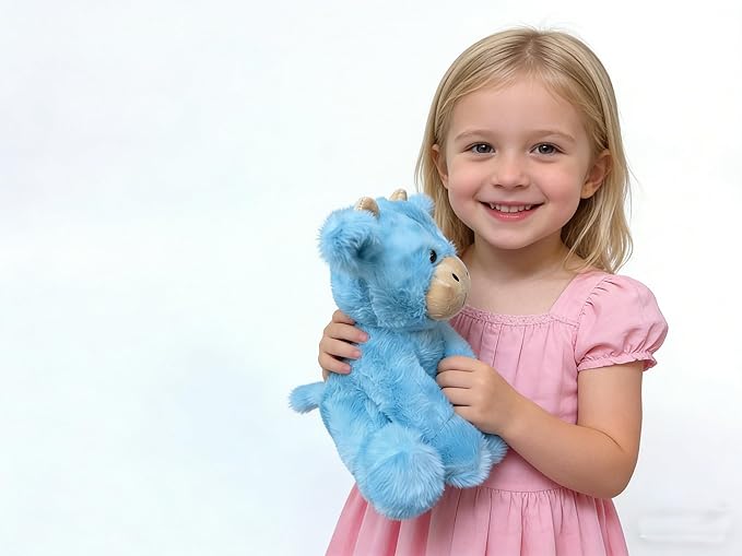 Cute Cow Plush Stuffed Animal Doll Toy 8 inch for Girls Boys (Siting Cow CAI Blue)