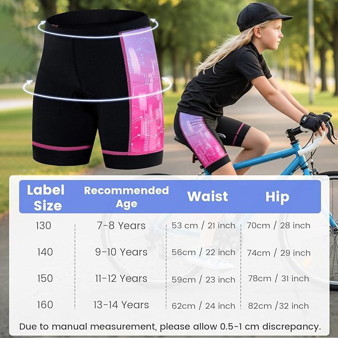 Gogokids Boys Girls 3D Padded Bike Shorts Kids Cycling Shorts Biking Shorts Sports Pants with Pockets for Mountain Road