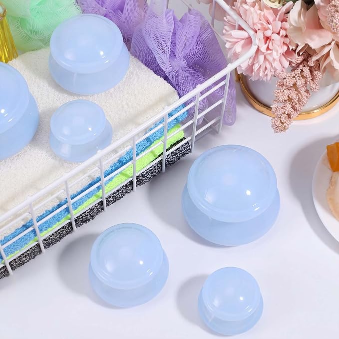 TrelaCo 6 Pcs Cupping Kit for Massage Therapy 3 Sizes Silicone Cupping Set Chinese Massage Therapy for Studio Household Cellulite Joint Pain Muscle Pain(Light Blue)