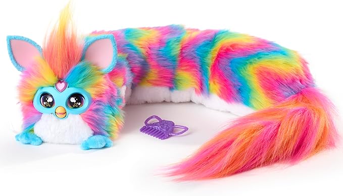 FURBY DJ Interactive Toy, Super Snuggly Rainbow Electronic Plush with Music, Lights, Motion, & Games, Speaks English & Furbish, 32in Long, Ages 6+