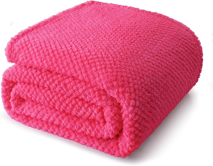 Whale Flotilla Soft Fleece King Size Bed Blanket, Hot Pink | 90x104 Inch, Suitable for Bed, Fluffy Fuzzy Jacquard Blankets for All Season, Lightweight and Cozy