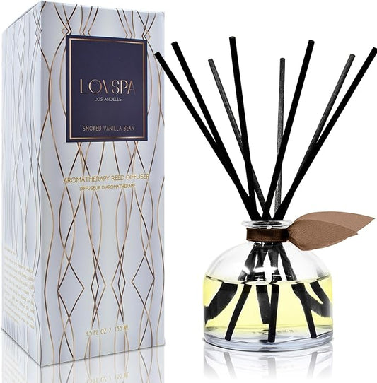 Reed Diffuser Set, Smoked Vanilla Scented Oil Diffuser with Sticks, Home Fragrance Accessories for Bathroom Shelf Decor, Aroma Diffusers for Home or Office Fall Decor, USA Made