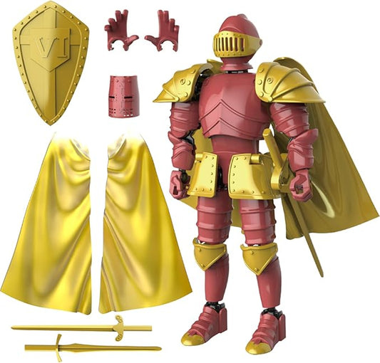 T13 Medieval Knight Action Figure, Knight Action Figures Assembly Required Knight Armor Action Figure Multi-Jointed Movable Medieval Action Figures Medieval Knight T13 Figure for Kids & Adults(Red)