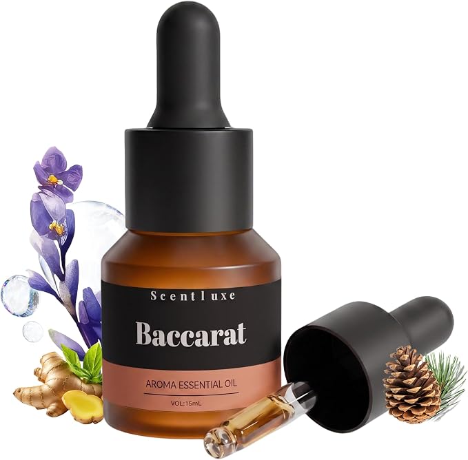 Hotel Diffuser Oil & Fragrance Scent Oil Inspired Baccarat - Essential Oil Blend for Home HVAC, Cold-Air & Ultrasonic Diffusers 15mL Glass Dropper Bottle with Luxury 5-Star Hotel Aromatherapy