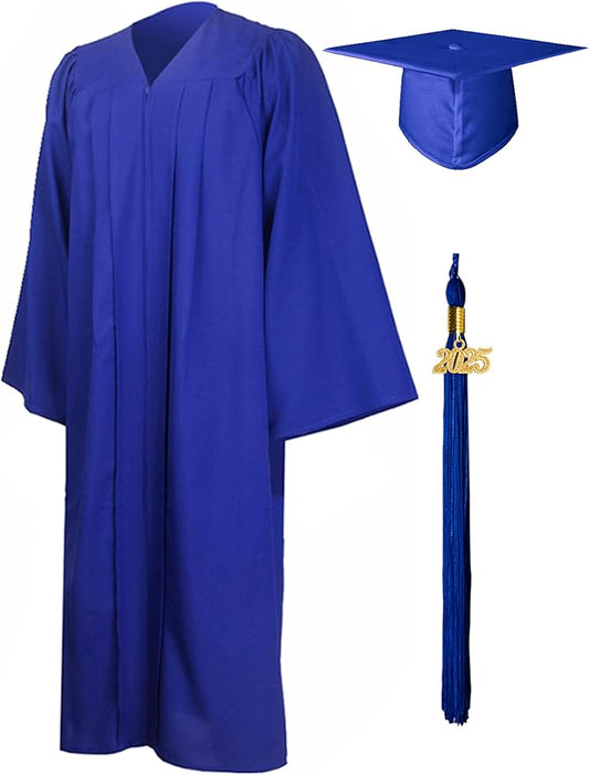GraduationMall Matte Graduation Gown Cap Tassel Set 2025 for High School and Bachelor