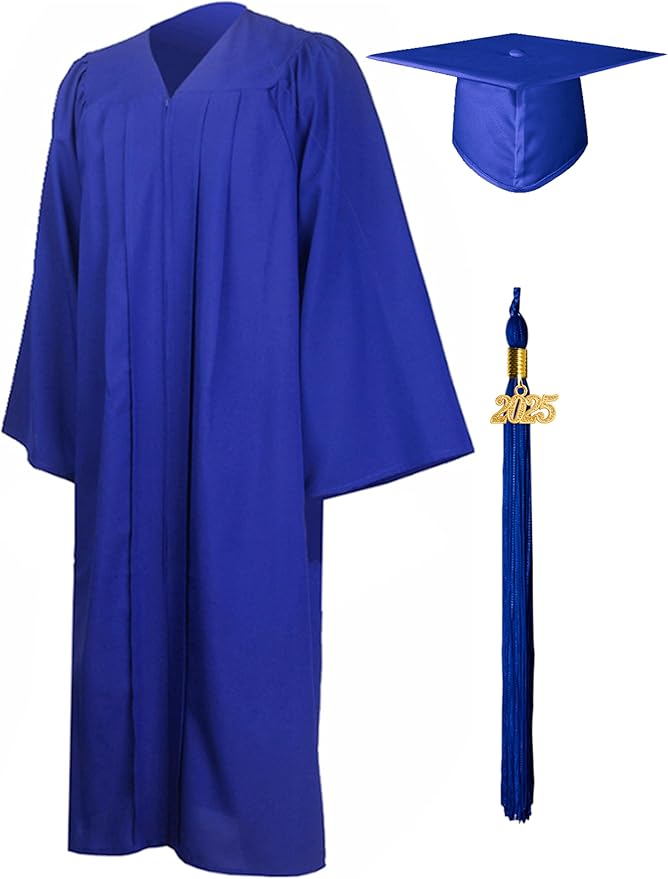 GraduationMall Matte Graduation Gown Cap Tassel Set 2025 for High School and Bachelor