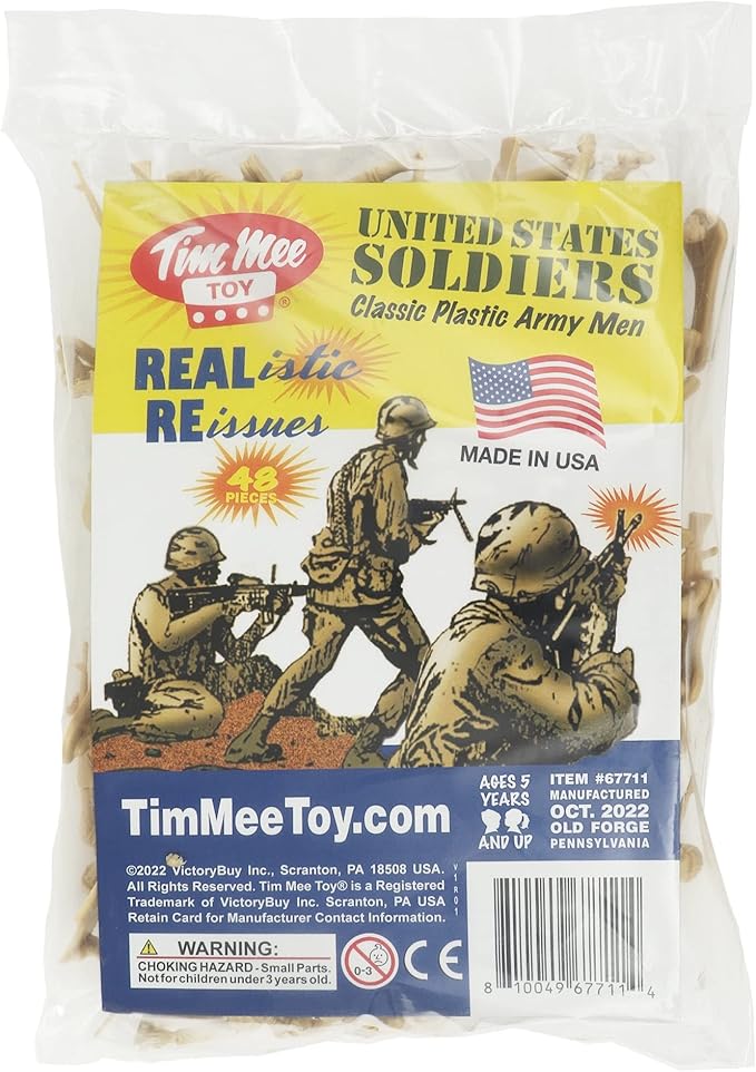 TimMee Plastic Army Men - Tan 48pc Toy Soldier Figures - Made in USA