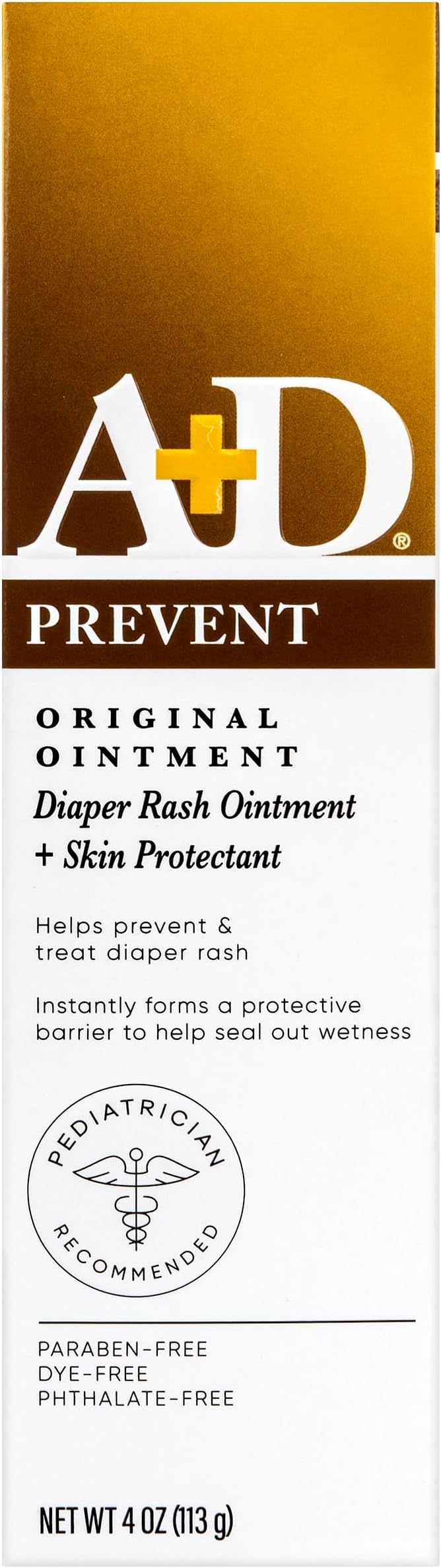 A+D Original Diaper Rash Ointment Prevents & Treats Diaper Rash, Moisturizing Skin Protectant with Vitamins A & D, Healing Skin-Ointment for Dry and Cracked Skin 4oz (Pack of 2)