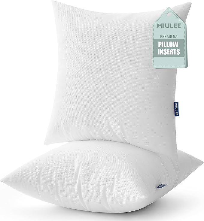 MIULEE Pillow Insert 18x18 Inch Set of 2, Decorative Throw Pillow Inserts | Premium Fluffy Pillow Forms Sham Stuffer for Sofa Couch Living Room