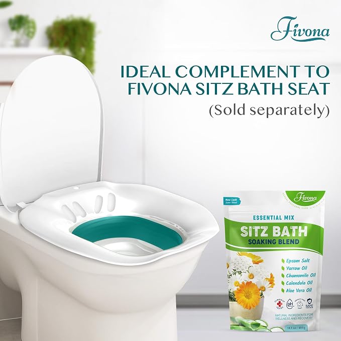Fivona Sitz Bath for Toilet Seat Postpartum and Hemorrhoids Care - Yoni Steam Seat - Foldable Basin for Epsom Salt Soak - Portable Bidet BPA Free Temperature Resistant - Universal Fit - Green
