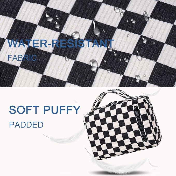 Bluboon Makeup Bag Zipper Pouch Travel Portable Cosmetic Bag Organizer for Women and Girls(Corduroy Checkered)
