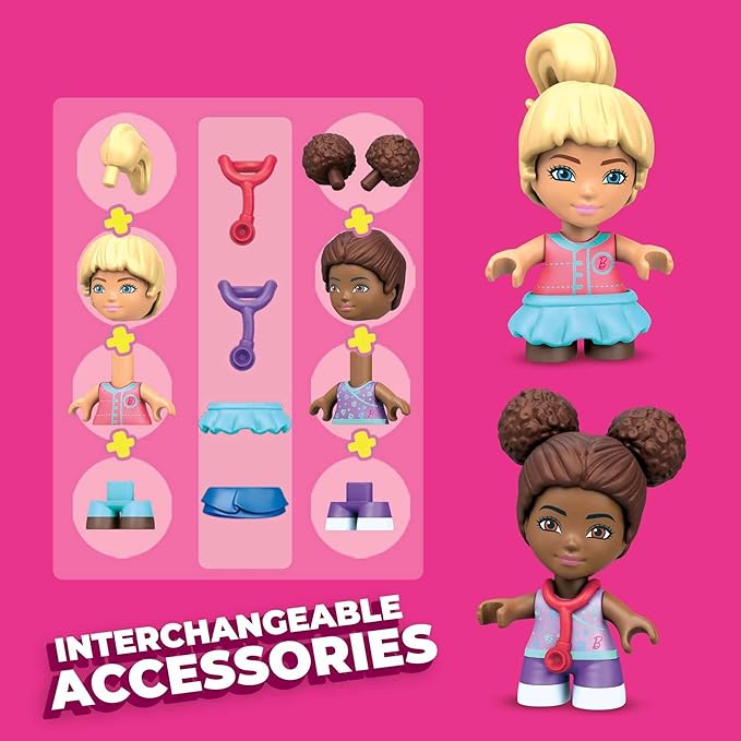 MEGA Construx Barbie Kids Building Blocks Toy Set, Animal Grooming Station with 97 Pieces, 3 Micro-Dolls, Barbie Pets and Accessories, Ages 4+ Years