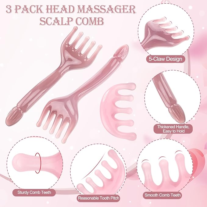 ProSuites 3 Pack Head Massager Scalp Comb Resin Scalp Stress Relax Tool for Christmas, Birthday, Mother's Day, Father's Day