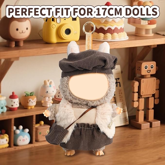 Coolcandy 17cm Doll Clothes for Doll, Fashionable Dolls Outfit with Accessories Suit, Stylish Adorable Dolls Clothes Set, Soft Fabric, Detailed Stitching(Doll Not Included)