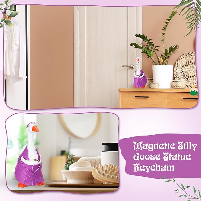 Soulchen 7" Desk Goose Tired Granny Mamma Robe Self Care Outfit Mini Tired Granny Mamma Robe Desk Geese Outfit Goose Cloth Cute Costume for 7 Inch Geese Figurine Desktop Home Decoration(Purple)