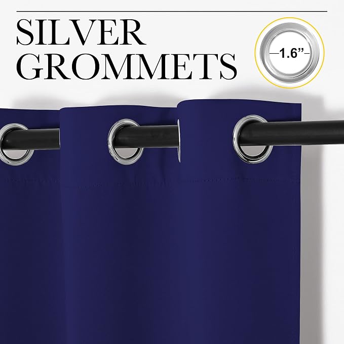 NICETOWN Navy Blue Blackout Curtains 40 inches Length for Kitchen, 2 Panels, 29" Wide, Thermal Insulated Decoration Drapes for Small Window