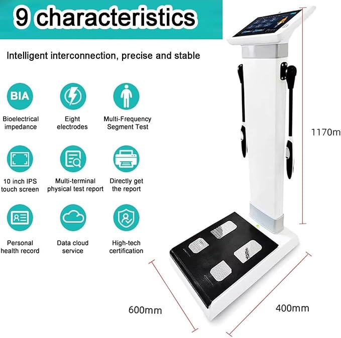 Body Composition Analyzer with Printer & 10.1" HD Touch Screen - Bioimpedance Analysis Machine for 40 Health Metrics,Weight,Height,BMI and Fat Measurement