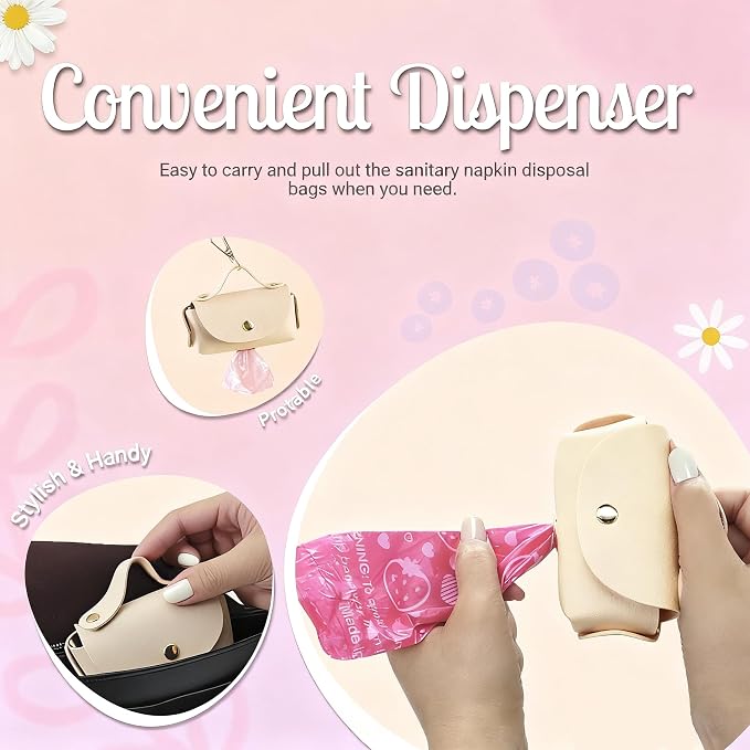 Sanitary Napkin Disposal Bags with Dispenser, Feminine Hygiene Disposal Bags for Tampons Trash Bag, Personal Care Sanitary Bag for Women Privacy Handling (Multicolor)