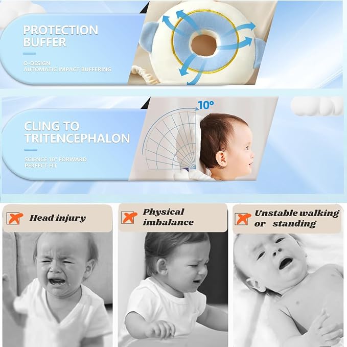 Baby Head Protector Backpack, Toddler Baby Head Protection Backpack with Baby Knee Pads Alarm Function for Walking & Crawling, Soft, Breathable and Wearing Safety Baby Head Protector