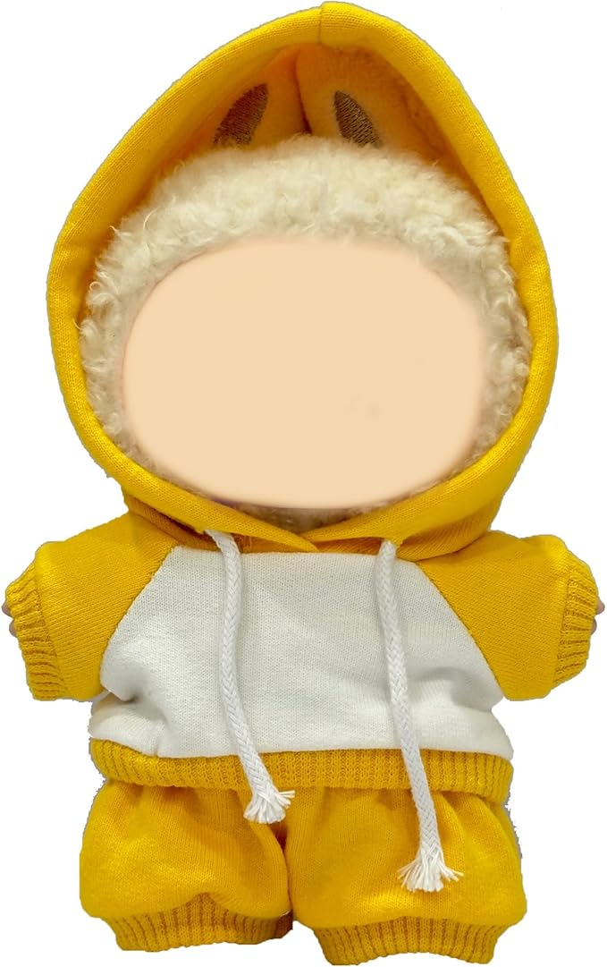 17cm Dolls Clothes,Casual Stylish Hoodies & Pants Doll Outfit Set, Stylish Doll Clothing Accessories for 17cm/15cm-Yellow