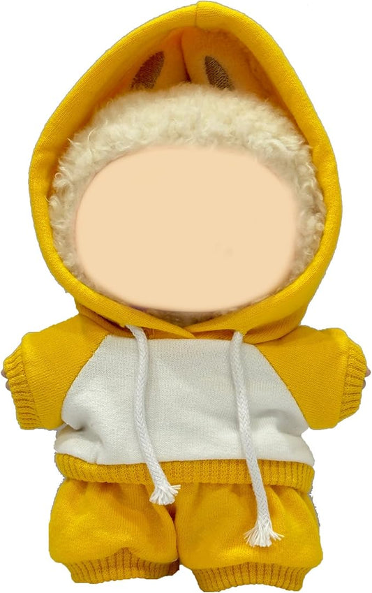 17cm Dolls Clothes,Casual Stylish Hoodies & Pants Doll Outfit Set, Stylish Doll Clothing Accessories for 17cm/15cm-Yellow