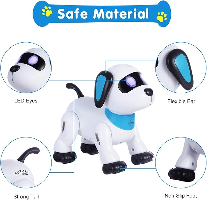 yiman Remote Control Robot Dog Toy – Programmable Smart Robot Dog for Kids 3+, Interactive Dancing & Sound, RC Stunt Robot Toys with LED Eyes, Electronic Pet Toy Dog for Boys & Girls Gifts (Pink)