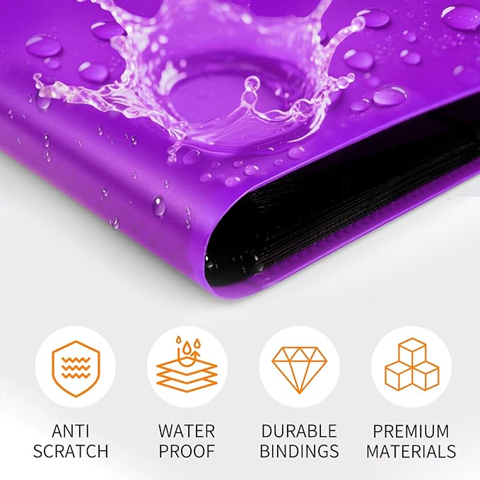 Card Binder 9 Pocket, PP Cover Trading Card Binder for 360 Cards, Sturdy Card Collection Album, Card Holder Folders for MTG, TCG, Game Cards & Sports Cards,Purple