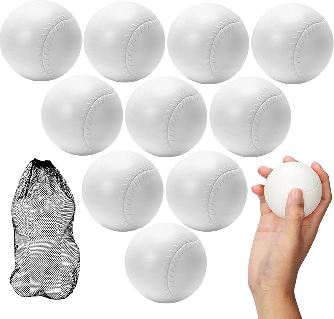 10 PCS Toddler & Little Kids Replacement T Ball Baseball Balls, Plastic Baseballs with Mesh Bag, 3.5-inch Oversized Tballs for Little Tikes Totsports T-Ball Set