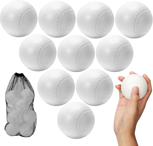 10 PCS Toddler & Little Kids Replacement T Ball Baseball Balls, Plastic Baseballs with Mesh Bag, 3.5-inch Oversized Tballs for Little Tikes Totsports T-Ball Set