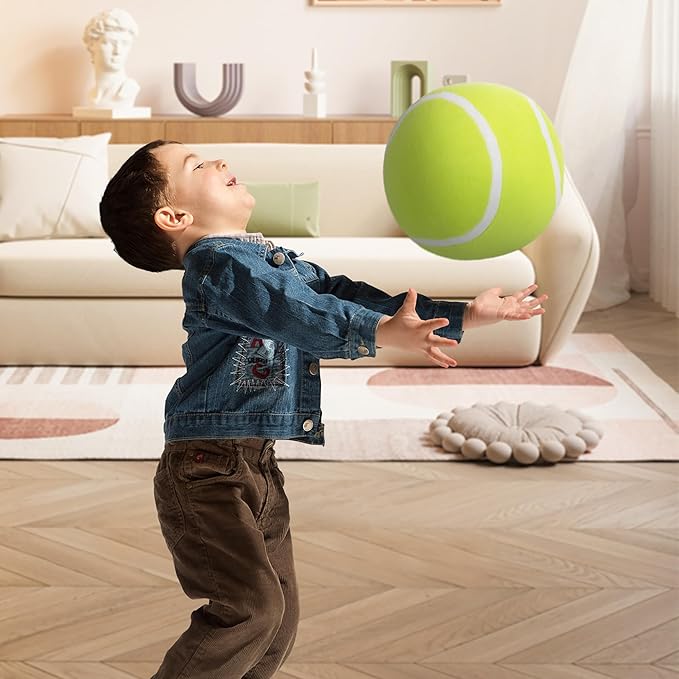 Tennis Ball Plush, 11.8" Soft Tennis Stuffed Toy Tennisball Throw Pillow Fluffy Tennis Plushies Sport Theme Gift for Kids Boy & Girls Children