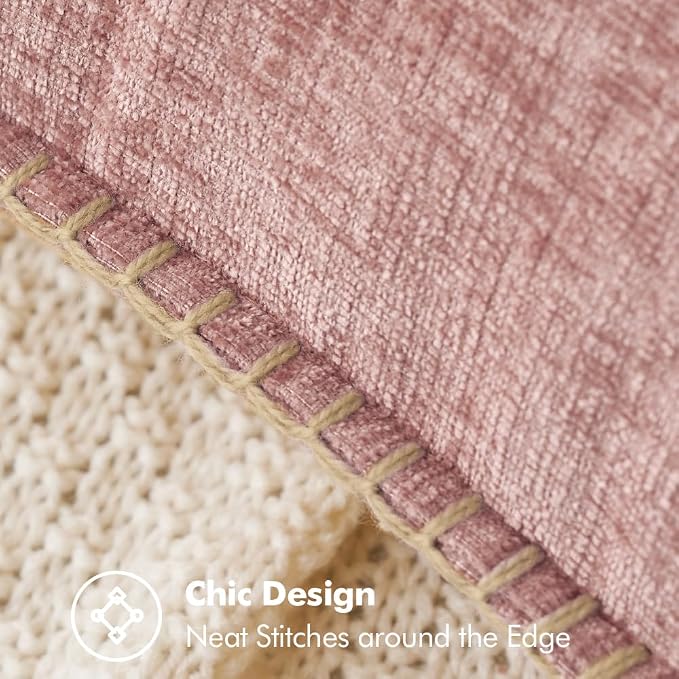 MIULEE Decorative Couch Throw Pillow Covers 18x18 Inch Blush Pink 2 Pack | Farmhouse Pillow Covers with Stitched Edge, Soft Chenille Cushion Cases, for Sofa Bed Living Room Home Decor