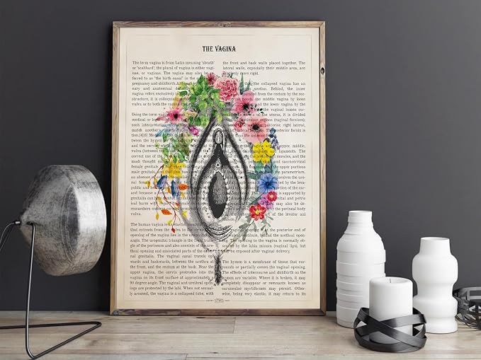AgedPixel Vulva Anatomy Flowers Print, Obstetrician Gift, Gynecology Student Graduation, Gynecologist Office Decor, Anatomy Posters for Gynecology Clinics (24x36, Unframed)