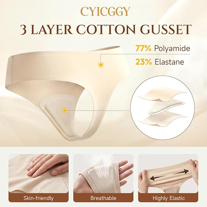 Anti Camel Toe Thongs for Women Seamless Invisible Panty No Show Underwear Liners Workout G String Breathable Tangas