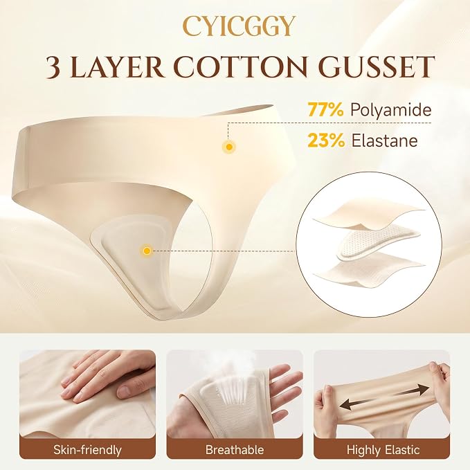 Anti Camel Toe Thongs for Women Seamless Invisible Panty No Show Underwear Liners Workout G String Breathable Tangas