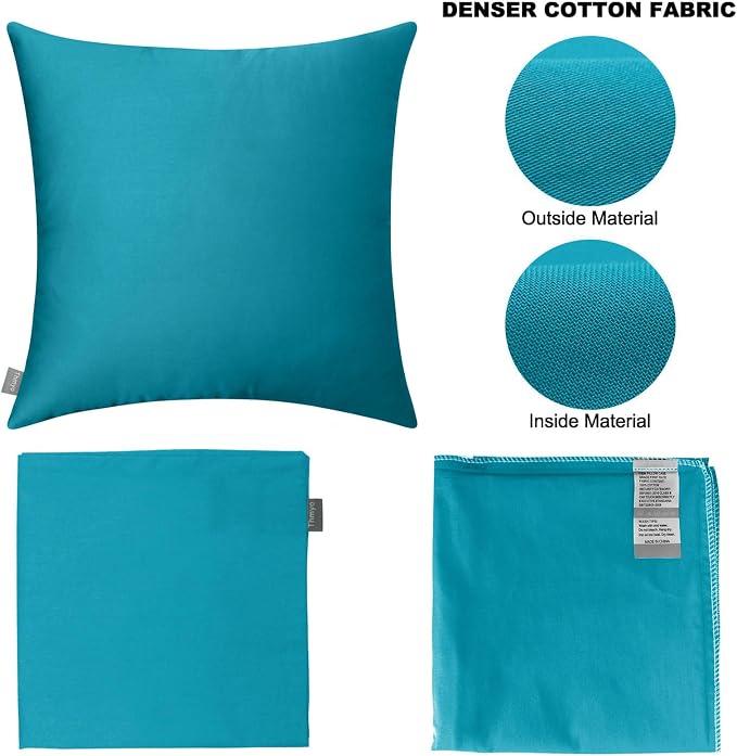 4-Pack 100% Cotton Comfortable Solid Decorative Throw Pillow Case,Thmyo Square Cushion Cover Pillowcase Sublimation Blank Pillow Covers DIY Throw Pillowcase for Sofa(18x18 inch/ 45x45cm,Lake Blue)