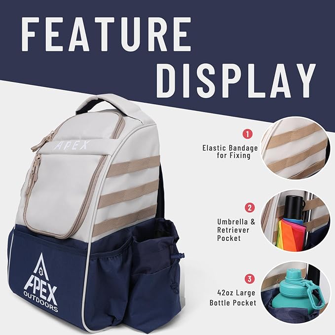 Disc Golf Bag, Large Disc Golf Backpack Holds Over 21 Discs, Durable & Lightweight with Multiple Storage Pockets