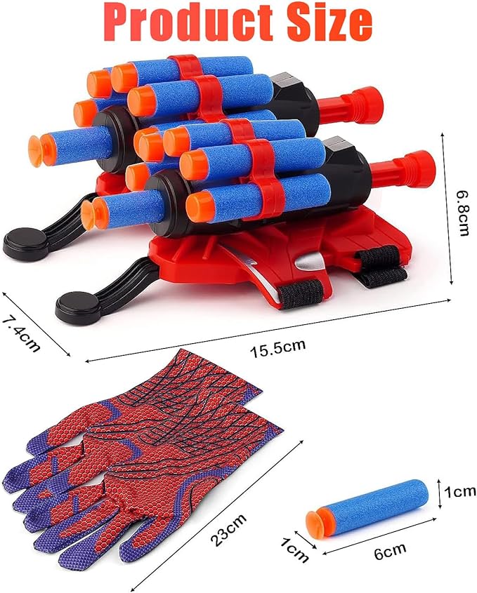Set of 2 Spider Web Shooters Easter Basket Stuffers for Kids Wrist Launcher Web Shooter Spider Gloves Web-Shooters fo Kids Easter Decorations Party Favors