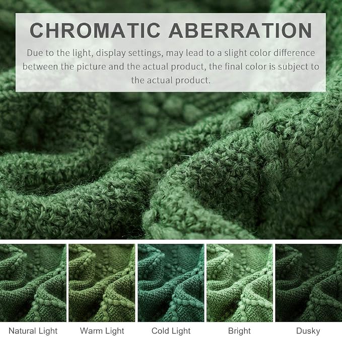 BOURINA Green Throw Blanket 60x80 Inch Boho Knitted Soft Throw Sofa Blanket | Knitted Throw Blanket 60x80 Inches, Soft Lightweight Boho Weave Throw Decorative Couch Blanket for Living Room Bedroom Chair