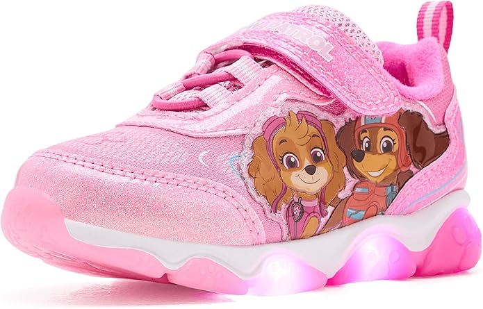 Girls Character Shoes Light Up Shoes LED Athletic Shoes for Girls Disney Princess Moana Little Mermaid Stitch Minnie Frozen Paw Patrol (Sizes: 5-10 Toddlers / 11-12 Little Kid)