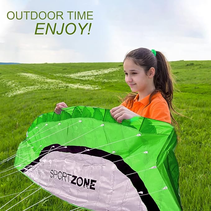 HENGDA KITE 2.5m Dual Line Stunt Parafoil Kites Soft Stunt Kite for Beach Blue with Flying Tool