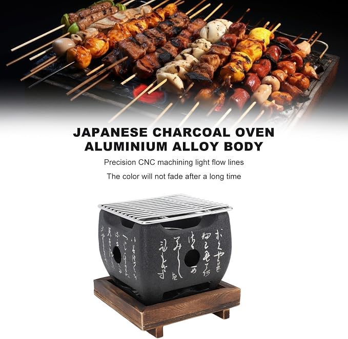 Topyond Japanese Charcoal Grill, Portable BBQ Stove(6.5x5.7in) | Hibachi & yakitori grill，heat-resistant fast heating BBQ stove, portable hibachi grill for yakiniku, robata,outdoor cooking