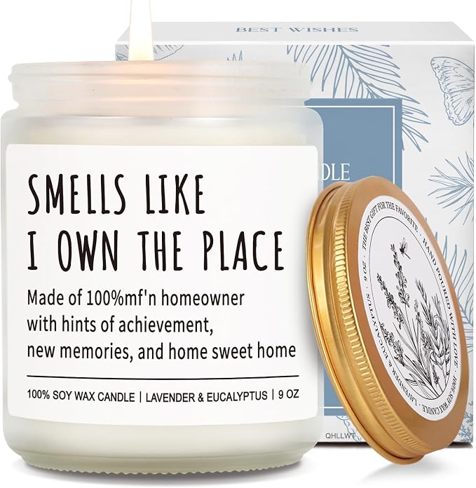 Smells Like I Own The Place Candle Gifts for New Homeowner, Funny House Warming Gift for New Home Women Men Couple, House Warming Candle for New Home, First Apartment Essentials candles-72